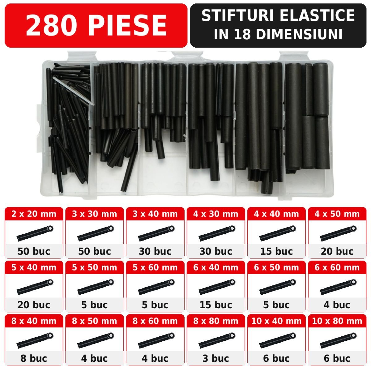 Trusa stifturi elastice 280 piese Breckner Germany – imagine 2
