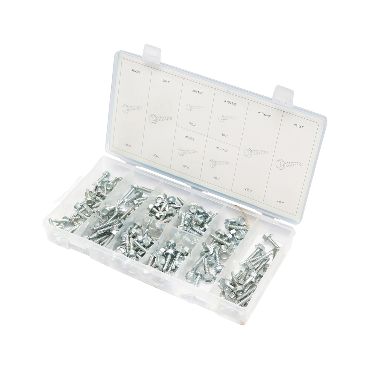 Trusa holsuruburi autoforante de tabla cu cap hexagonal 200 piese