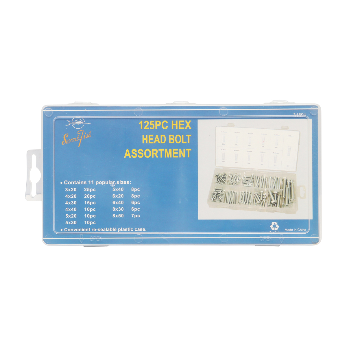 Trusa suruburi metric cu cap hexagonal 125 piese – imagine 3