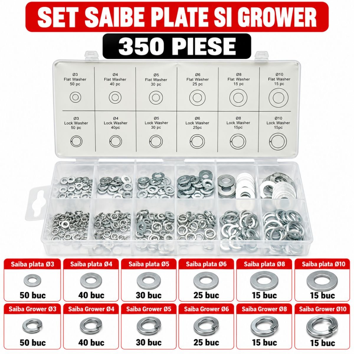 Trusa saibe plate si grover 350 piese Breckner Germany – imagine 2