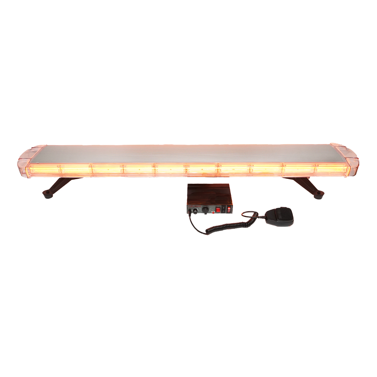 Rampa luminoasa girofar 12V cu 22 module lumina galbena si sonor integrat 1180x210x68mm Breckner Germany – imagine 3