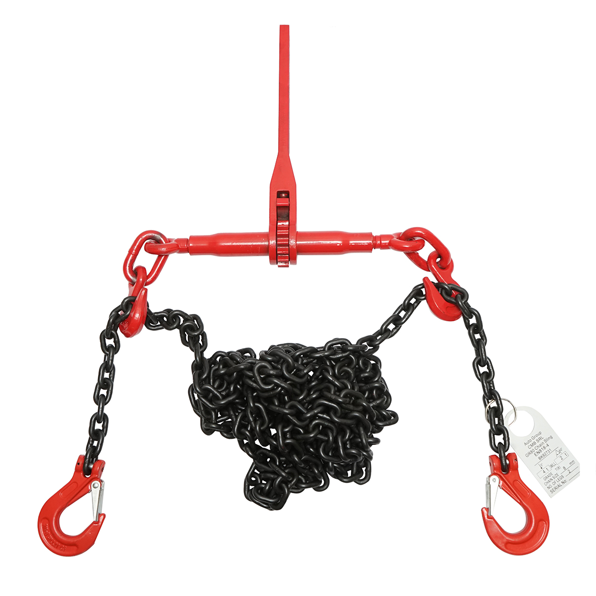 Lant ancorare pentru utilaje grele cu dispozitiv de tensionare pe clichet, greutate suportata 4T, lungime lant 6m, grosime zala fi 8mm