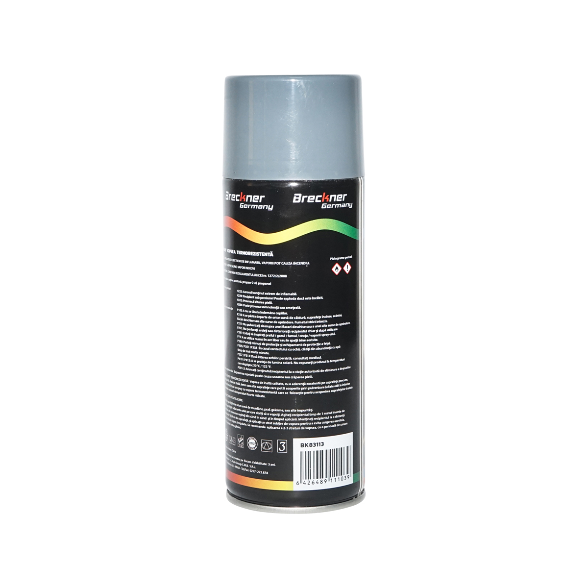 Spray vopsea acrilic termorezistent la 400 grade gri 450ml Breckner Germany – imagine 3