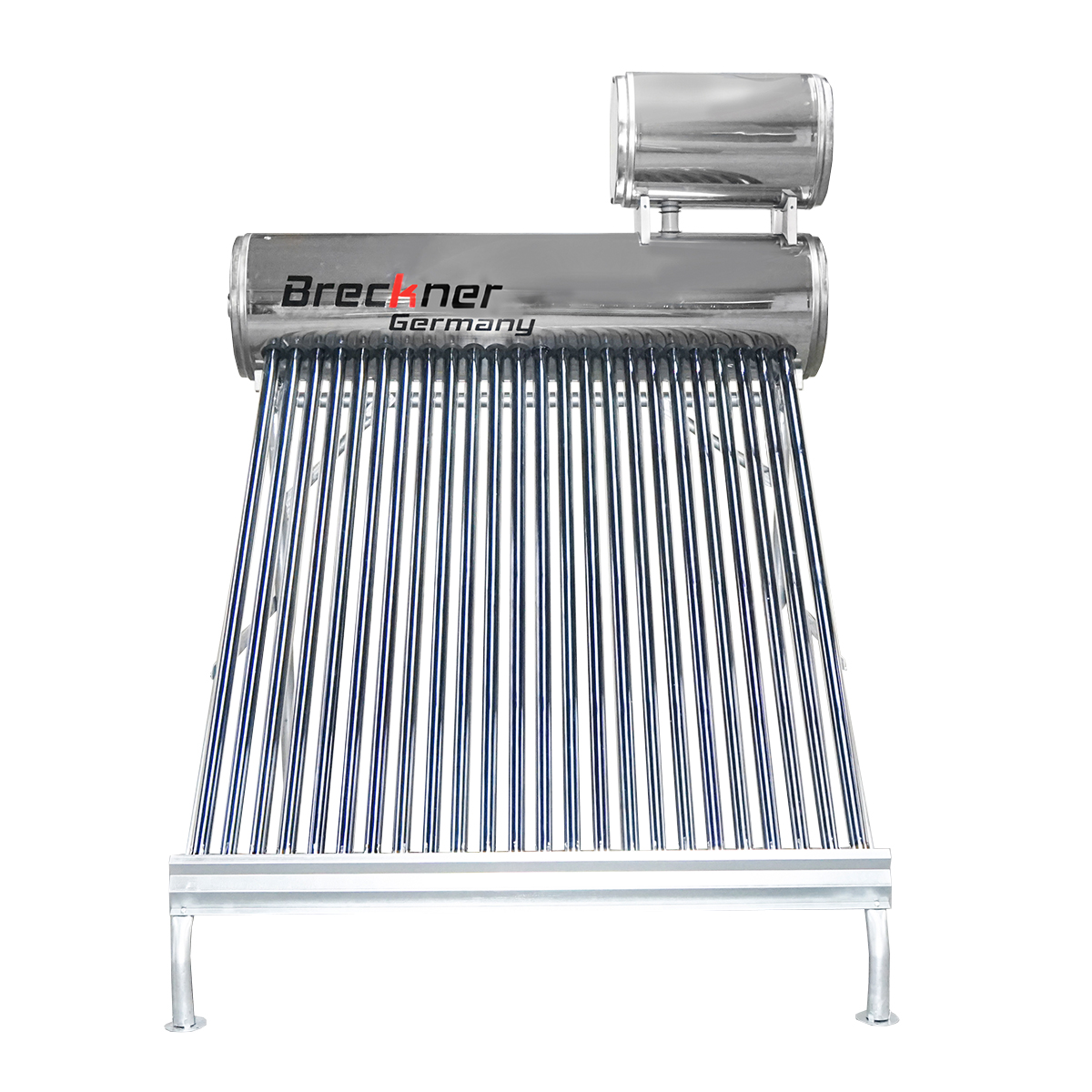 Panou solar nepresurizat inox cu 24 tuburi pentru apa calda, boiler 170L, 1650x2200x1820mm Breckner Germany – imagine 2