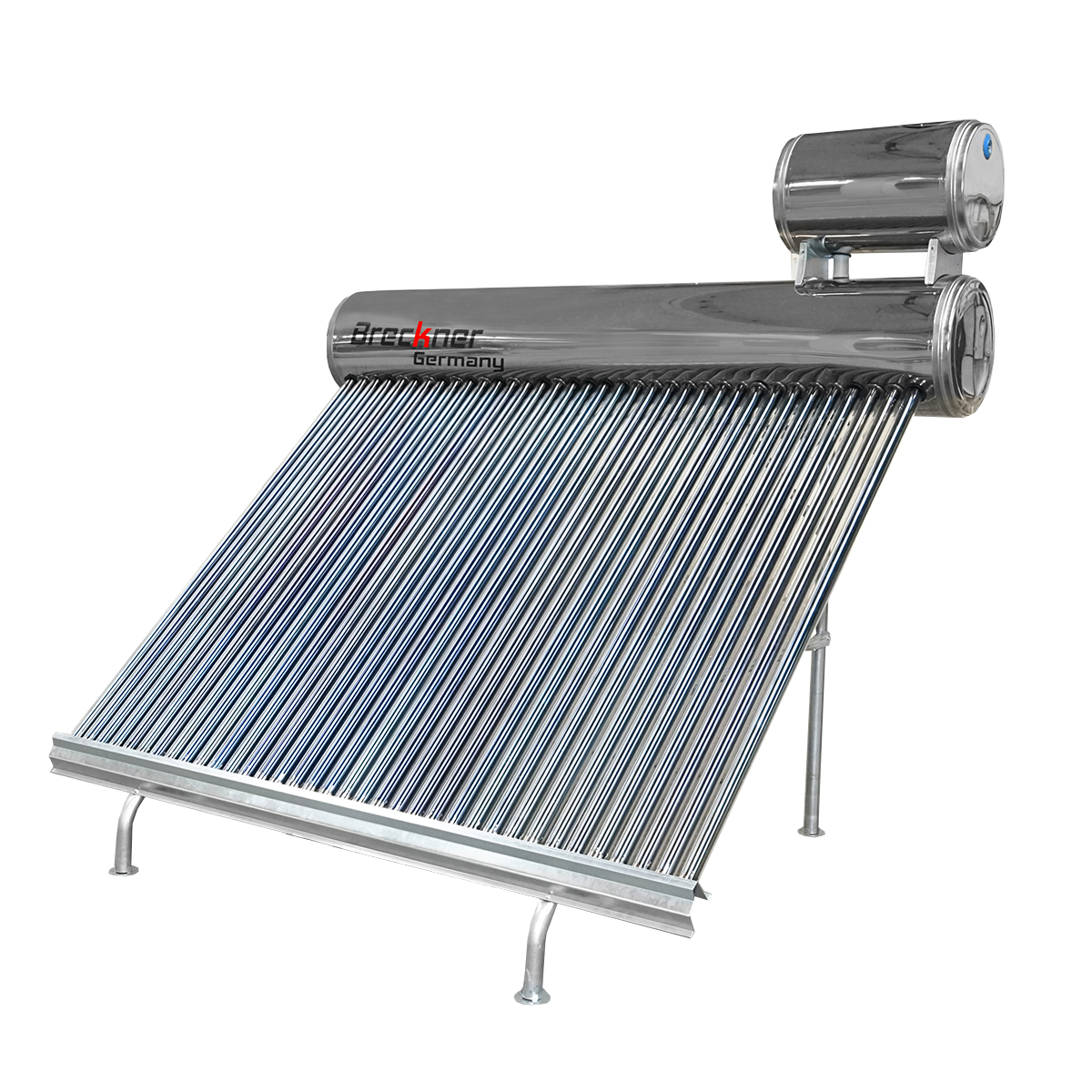 Panou solar nepresurizat inox cu 36 tuburi pentru apa calda, boiler 260L, 2390x2200x1820mm Breckner Germany