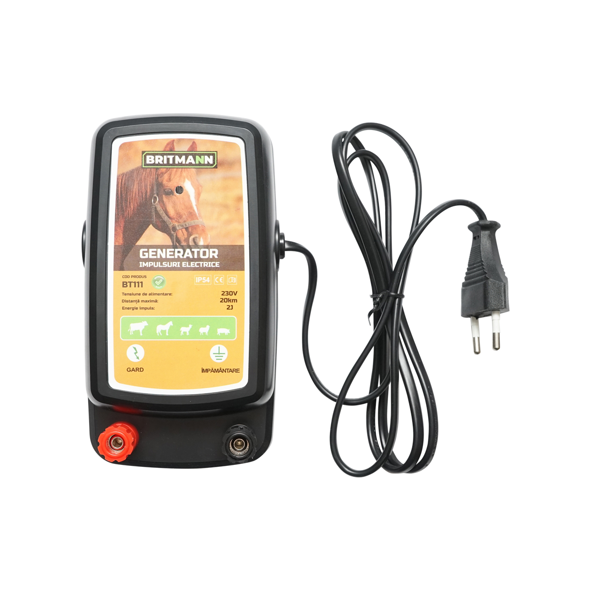Aparat generator de impulsuri 2 Joule tensiune 230V gard electric 20Km, IP54 Britmann