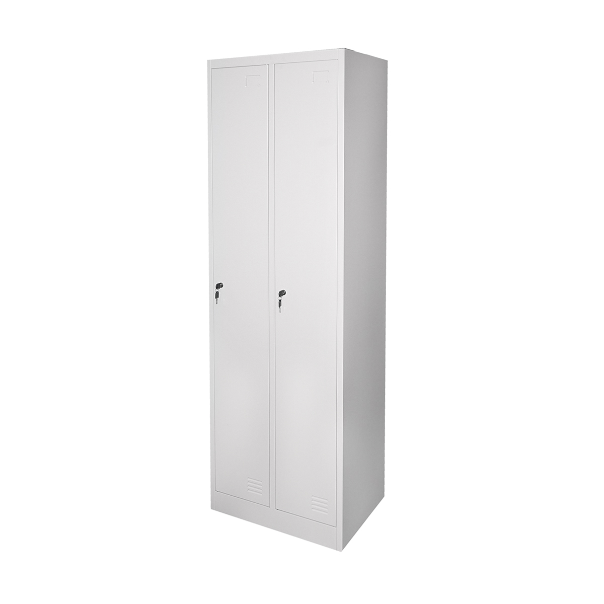 Dulap metalic fiset dublu tip vestiar 1800x600x450mm cu 2 usi securizate, raft si bara, gri Breckner Germany