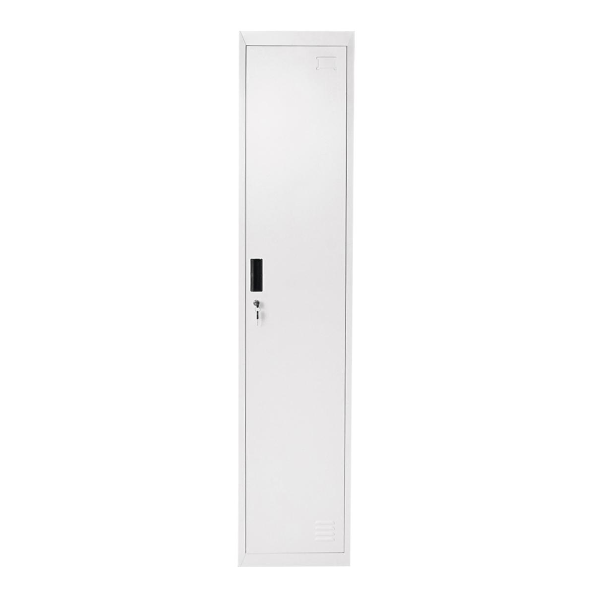 Dulap metalic fiset dublu tip vestiar gri cu usa securizata, 2 rafturi, bara, oglinda si ventilatie 1800x450x380mm Breckner Germany