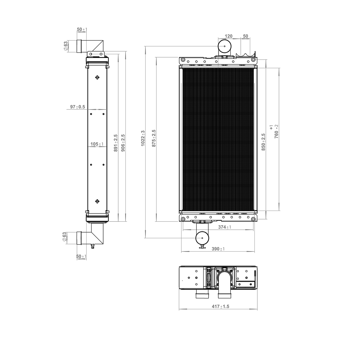 Radiator cu 5 randuri de celule pentru John Deere cod OEM 150-434, RE159541 Breckner Germany – imagine 2