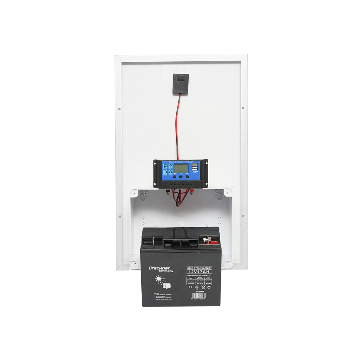 Panou solar 30W 560x350x135mm cu baterie 12V/17Ah, regulator 12-24V/10Ah si 2x port USB Breckner Germany – imagine 4