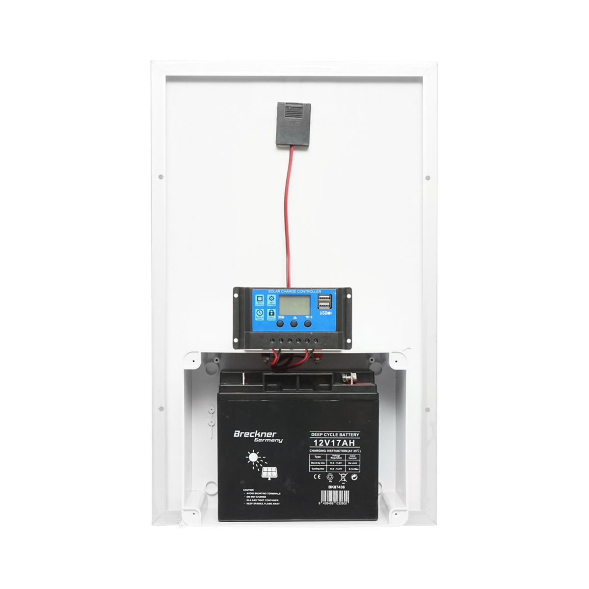 Panou solar 30W 560x350x135mm cu baterie 12V/17Ah, regulator 12-24V/10Ah si 2x port USB Breckner Germany – imagine 5