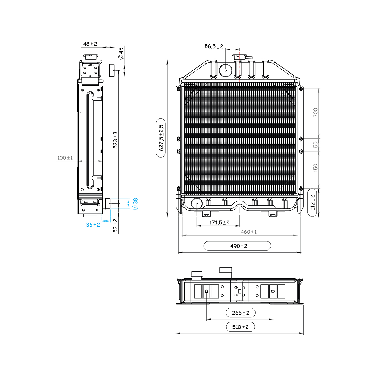 Radiator racire apa pentru New Holland, Fiat 640, Case IH cod OEM 4981428, 5086417, 5096052, 150-283, 5096051, 5118306, 5096597, 5104821, 5086417 – imagine 2