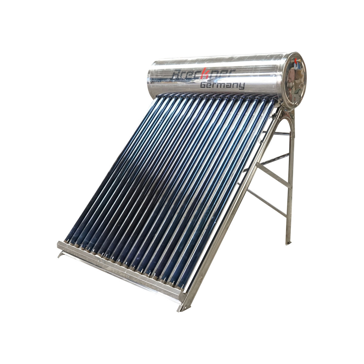 Panou solar nepresurizat inox cu 18 tuburi pentru apa calda, boiler 180L, 1690x490x490mm Breckner Germany
