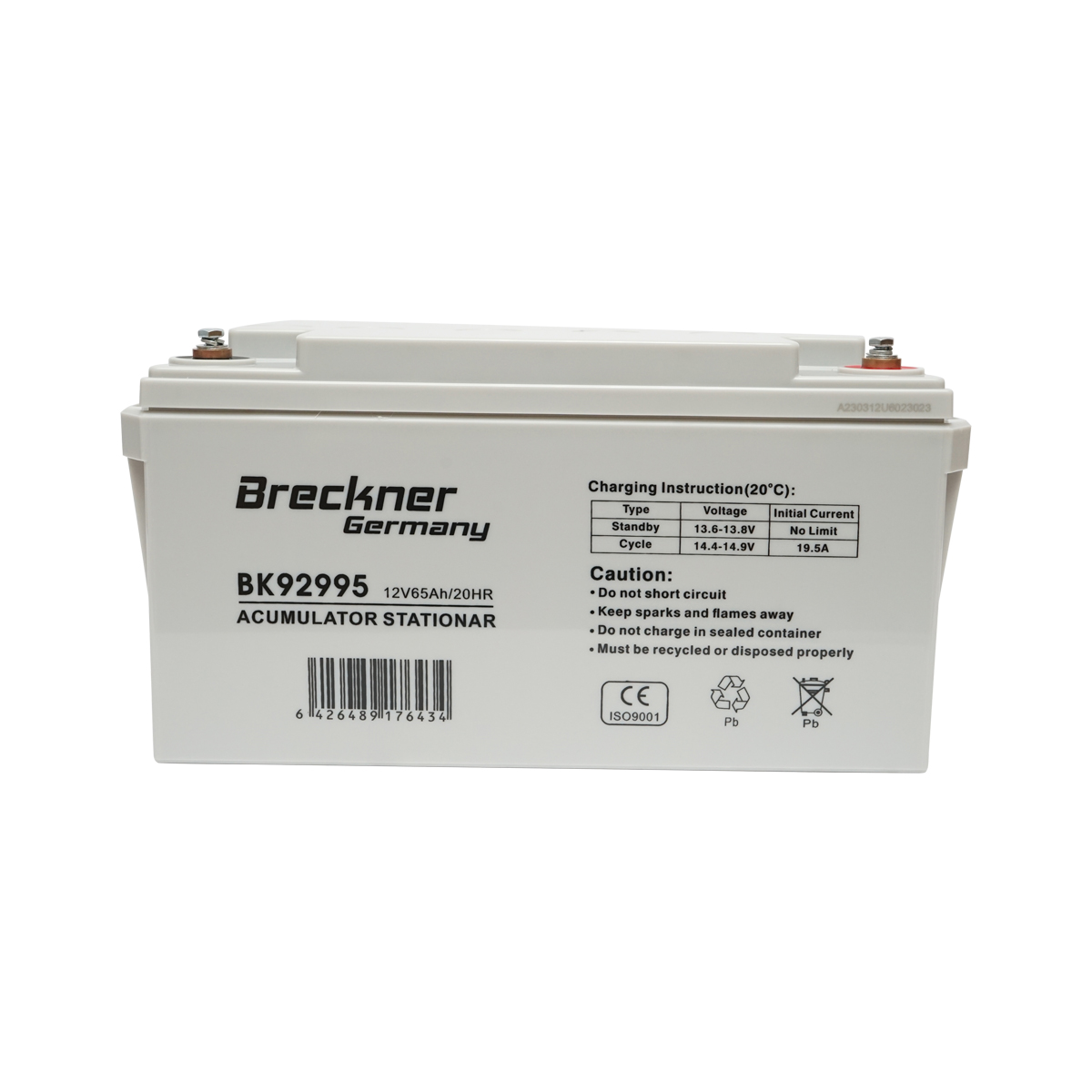 Baterie sistem solar fotovoltaic 12V 65Ah 20HR 365x179x210mm SL12-65 Breckner Germany