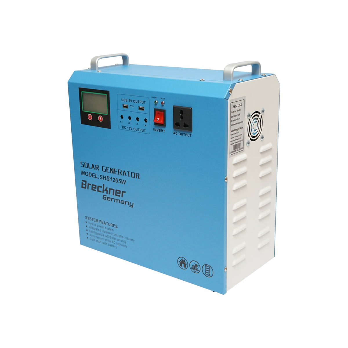 Kit sistem solar fotovoltaic cu baterie de stocare 1x12V/65AH. Invertor PMW 500W. Panou solar 200W Breckner Germany – imagine 2