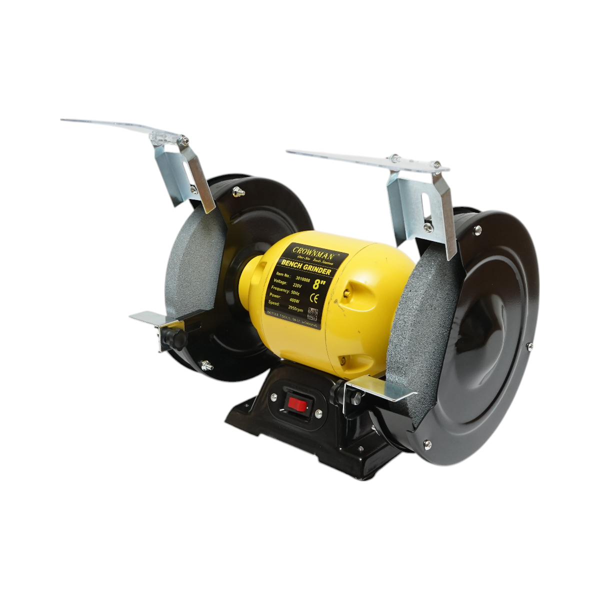Polizor de banc 400W, 220V disc abraziv 200x20x16mm, viteza rotatie 2950rpm Crownman