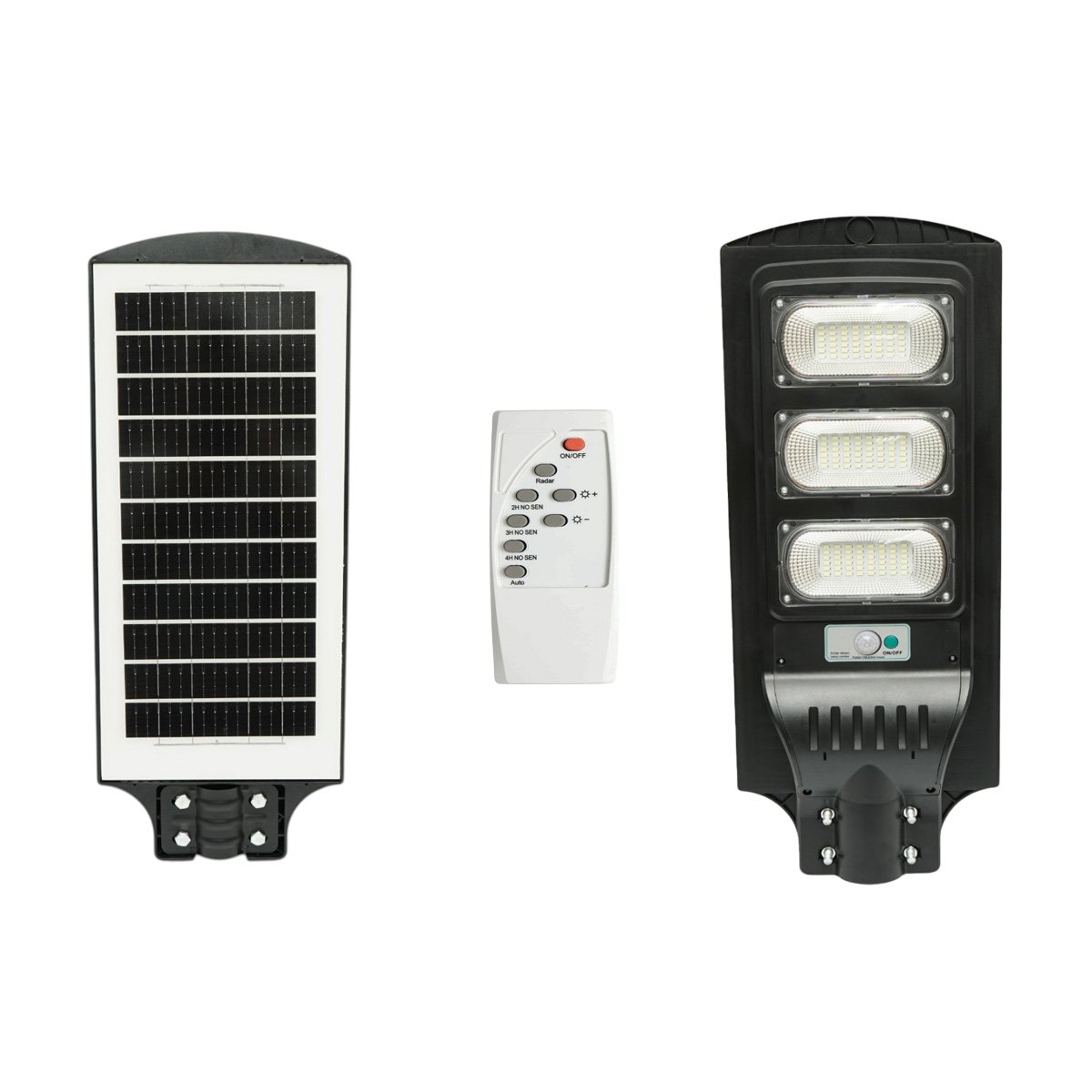 Lampa solara LED iluminat stradal 200W cu panou solar 18W, baterie LiFePO4 15000mAh, senzor miscare, telecomanda, prindere stalp IP65 Breckner Germany