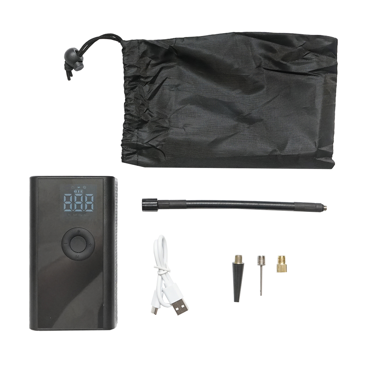 Compresor aer portabil negru 36W baterie 4000mA reincarcabila cu accesorii – imagine 2