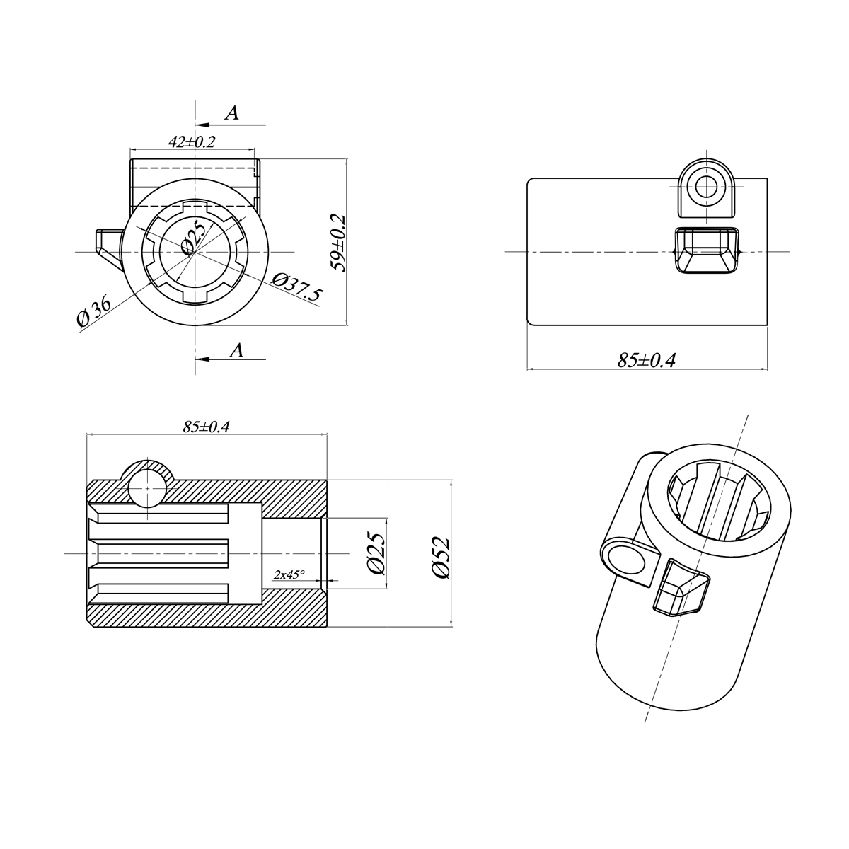 Adaptor cardan universal Breckner Germany – imagine 6
