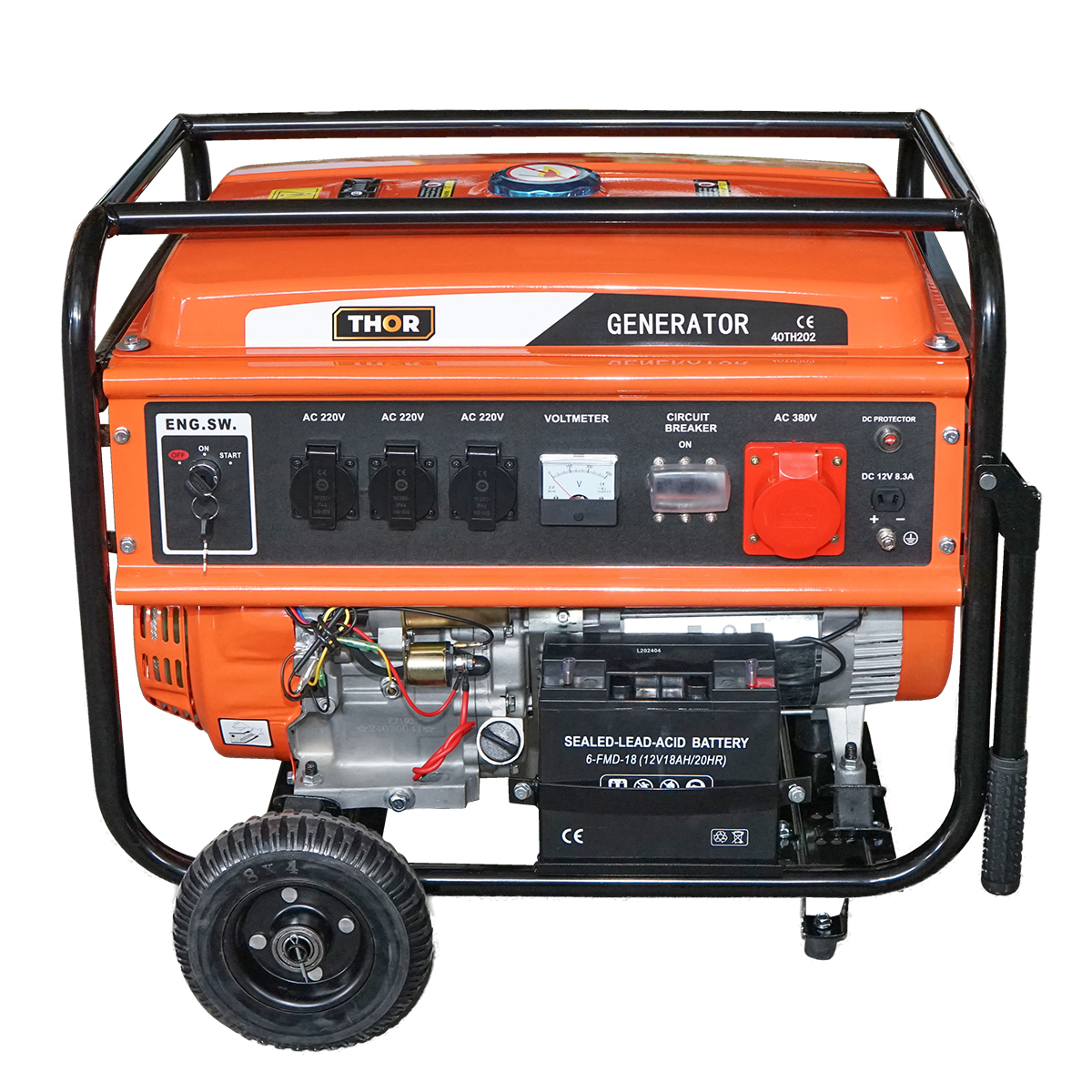 Generator electric 7.2kW/220-380V, motor pe benzina 17CP, pornire electrica/manuala THOR