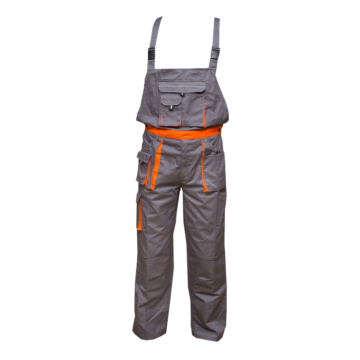 Salopeta cu pieptar de lucru, gri/portocaliu marimea 46, poliester cu bumbac 235g/m2 Breckner Germany