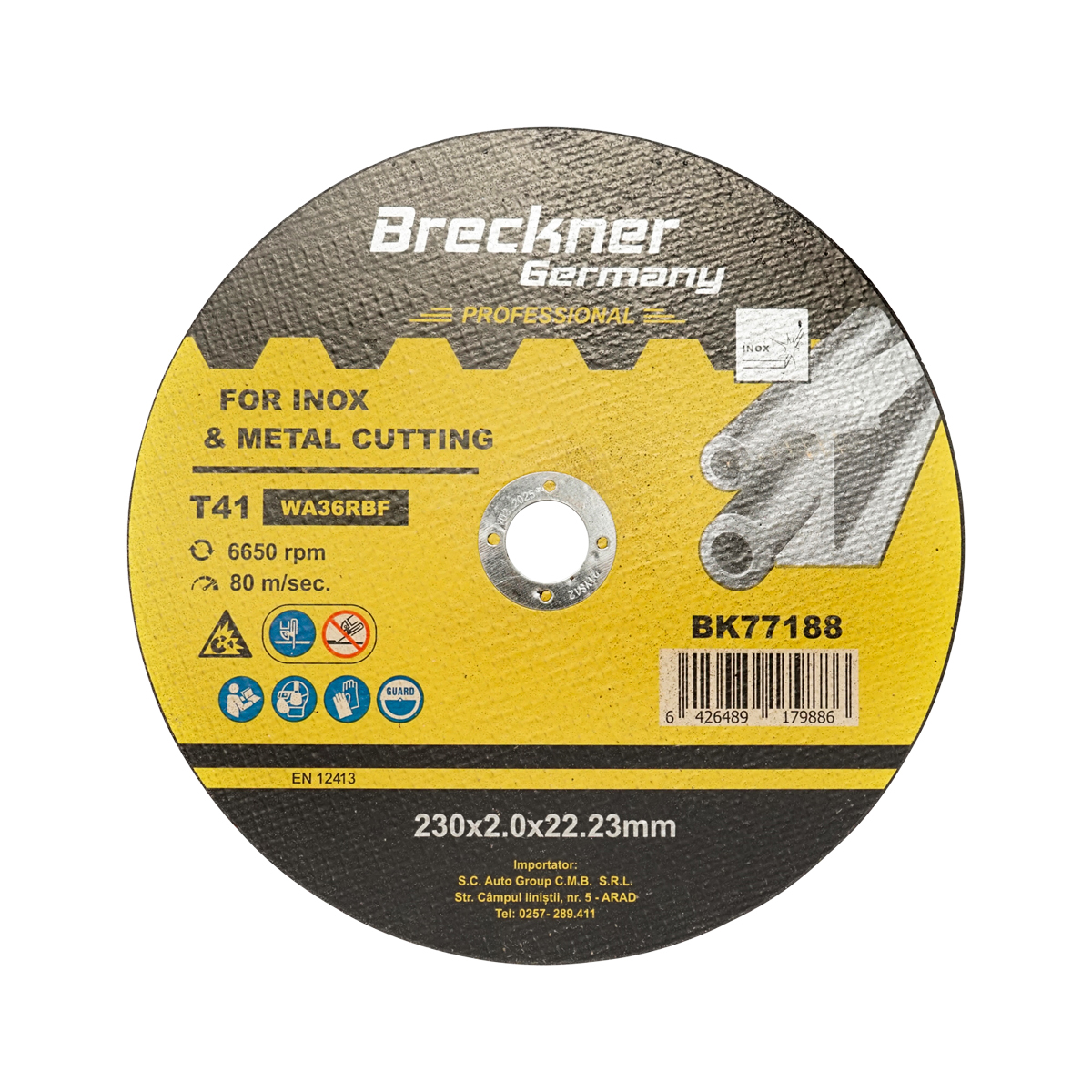 Disc taiere inox si metal T41 230x2.0x22.23mm pentru flex Breckner Germany