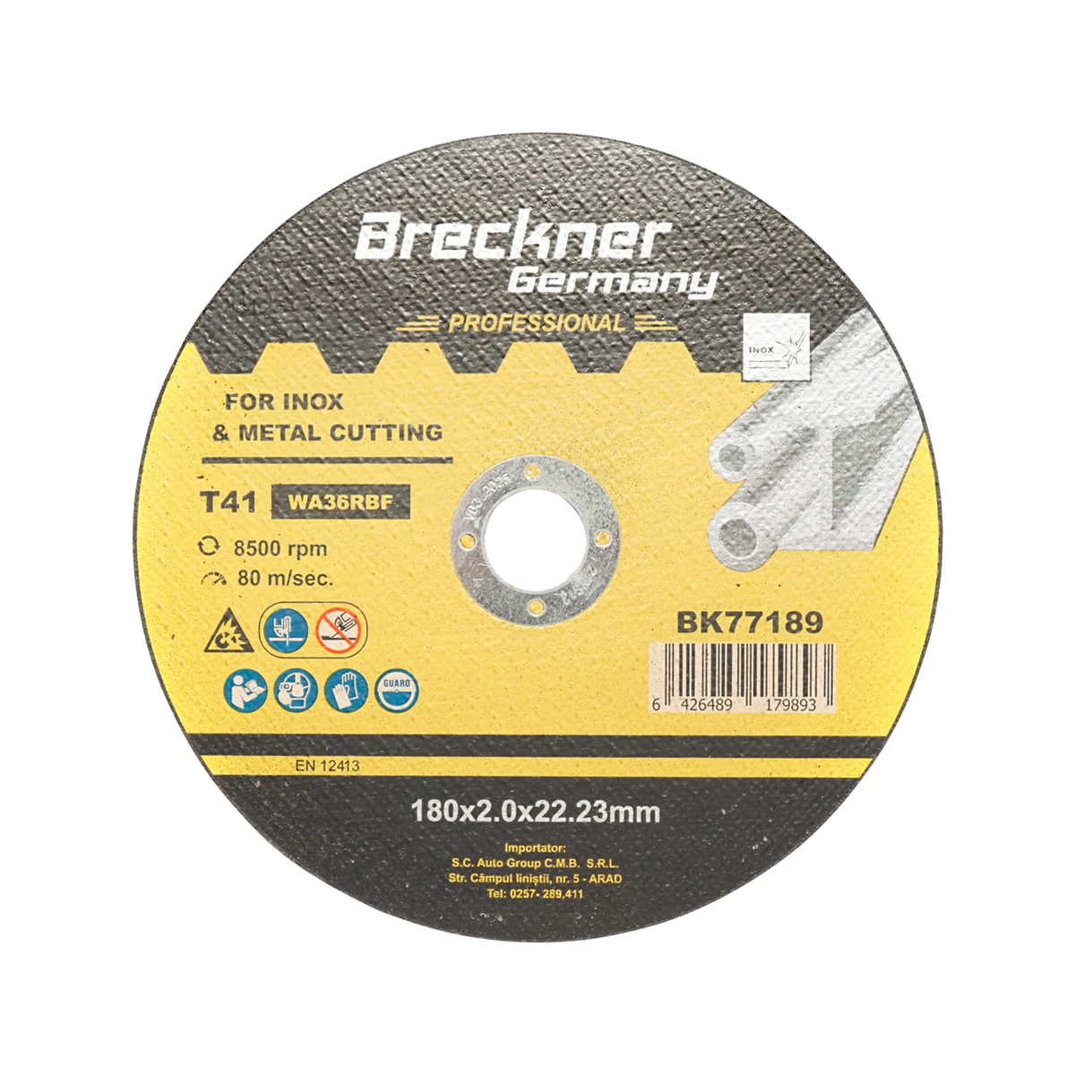 Panza disc flex pentru taiat si polizat inox T41 180x2.0x22mm Breckner Germany