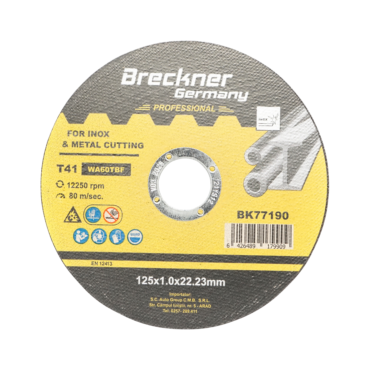 Panza disc flex pentru taiat si polizat inox T41 125x1.0x22mm Breckner Germany