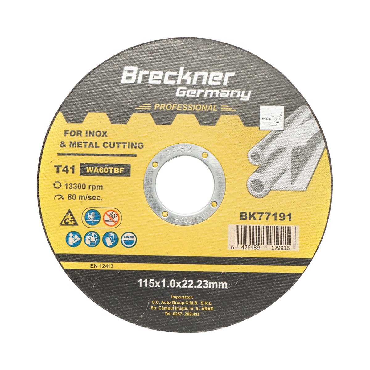 Disc taiere inox si metal T41 115x1.0x22.23mm pentru flex Breckner Germany