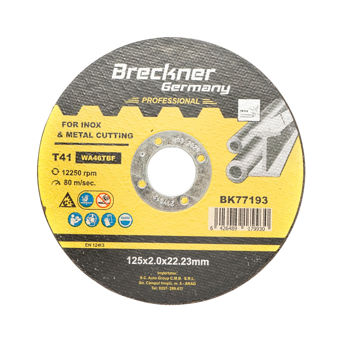 Panza disc flex pentru taiat si polizat inox T41 125x2.0x22mm Breckner Germany