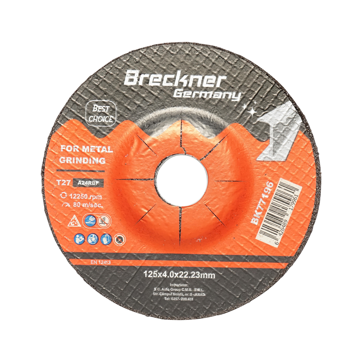 Disc polizare metal T27 125x4.0x22.23mm pentru flex Breckner Germany