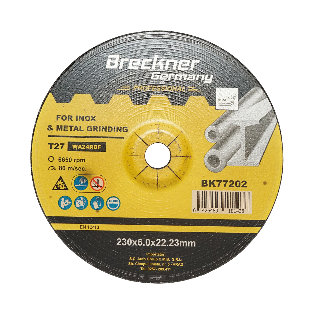 Panza disc flex pentru taiat si polizat inox T27 230x6.0x22mm Breckner Germany