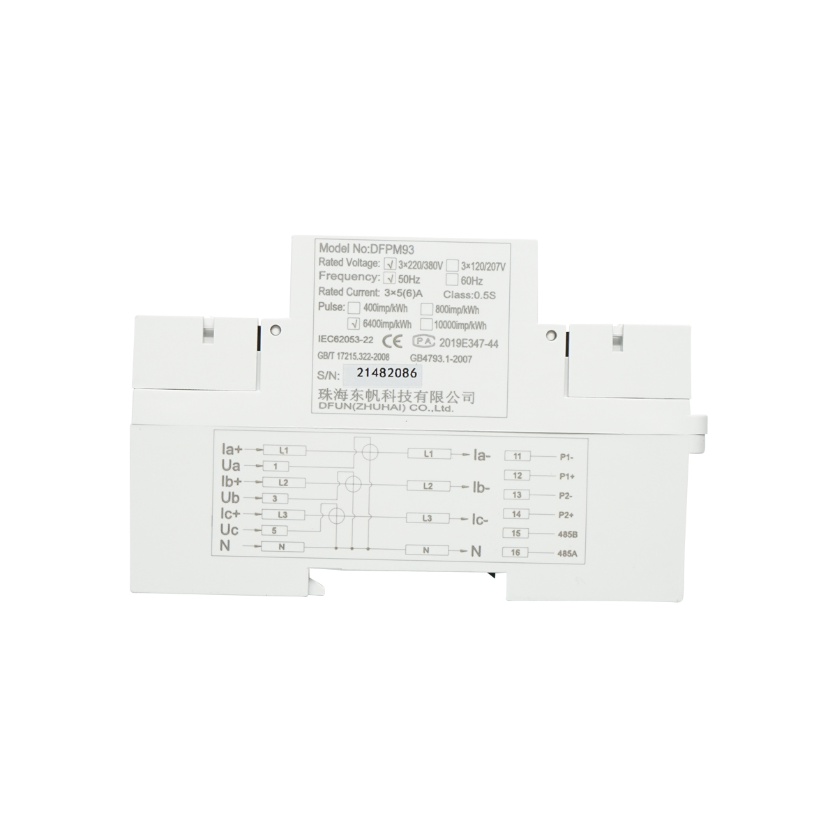 Kit releu putere DFUN DFPM93 smart meter, trifazic 3x220-380V, 6400imp/Kwh cu siguranta digitala, transformator Split Core 600V, 300A/5A, 50-60Hz – imagine 7