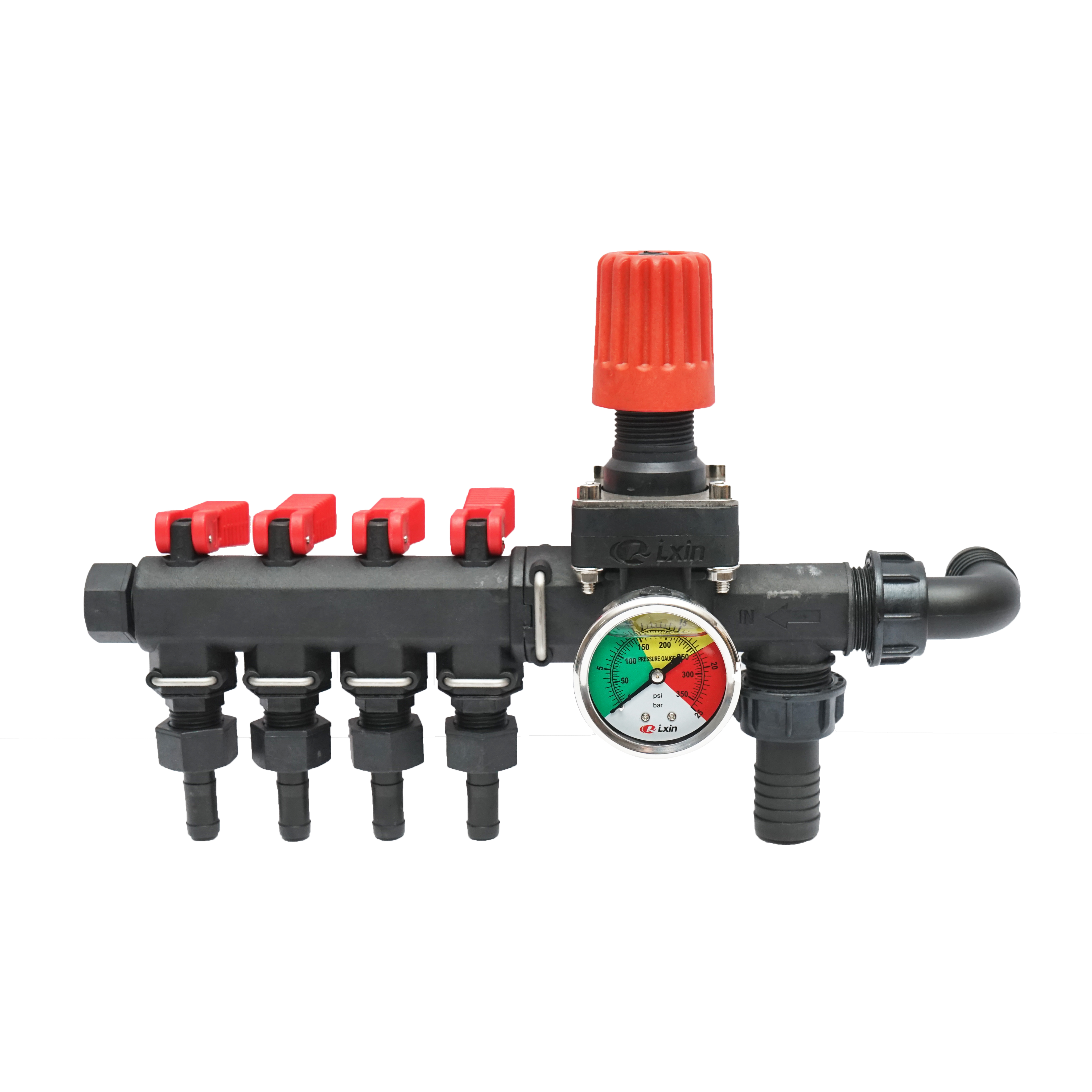 Distribuitor cu 4 cai si manometru cu glicerina pentru erbicidator Distribuitor cu 4 cai si manometru cu glicerina pentru erbicidator