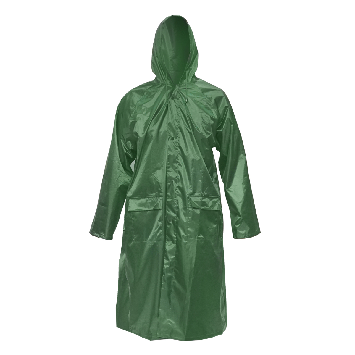 Pelerina cu gluga impermeabila L din poliester cu membrana PVC fante de aerisire, 2 buzunare si fermoar verde Breckner Germany	