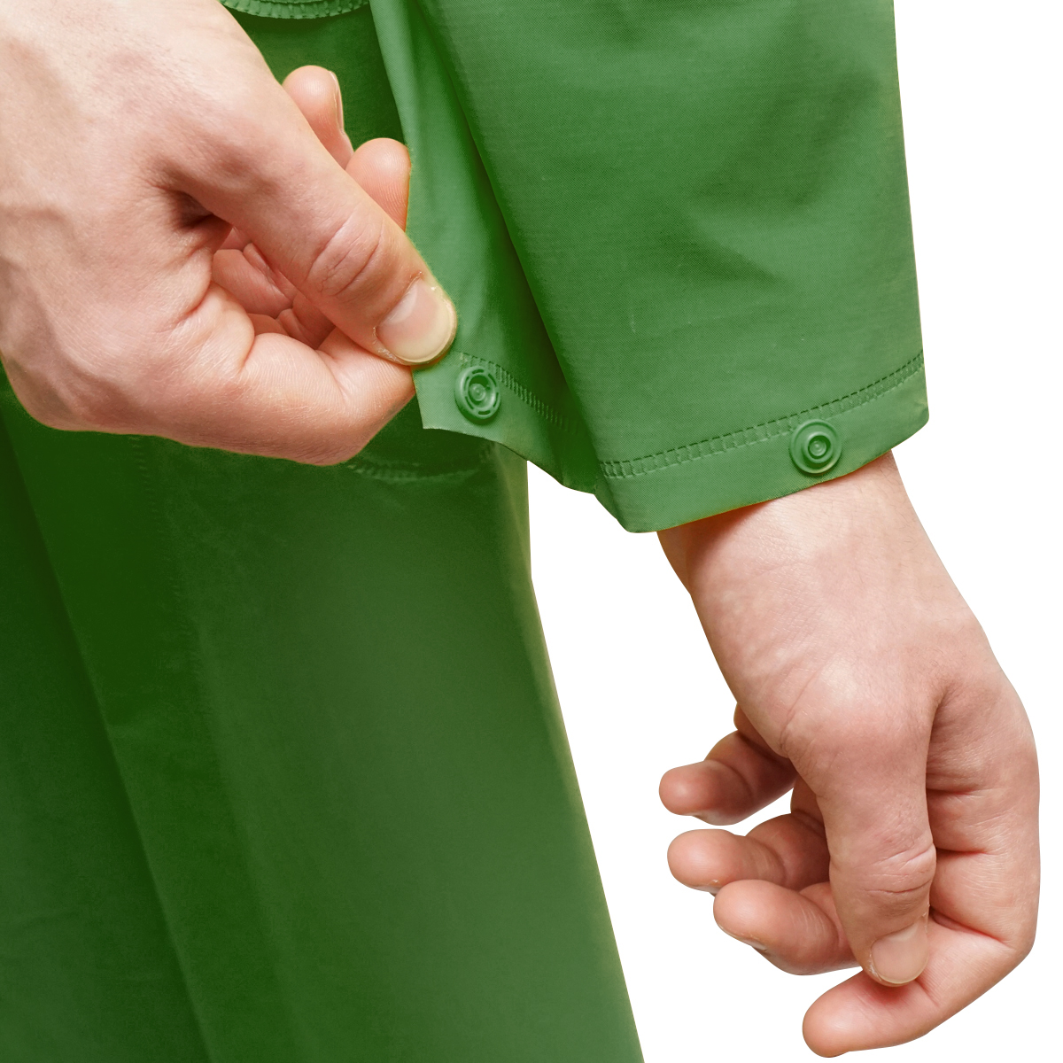 Pelerina cu gluga impermeabila XXL din poliester si PVC cu fante de aerisire, 2 buzunare si fermoar verde Breckner Germany – imagine 5