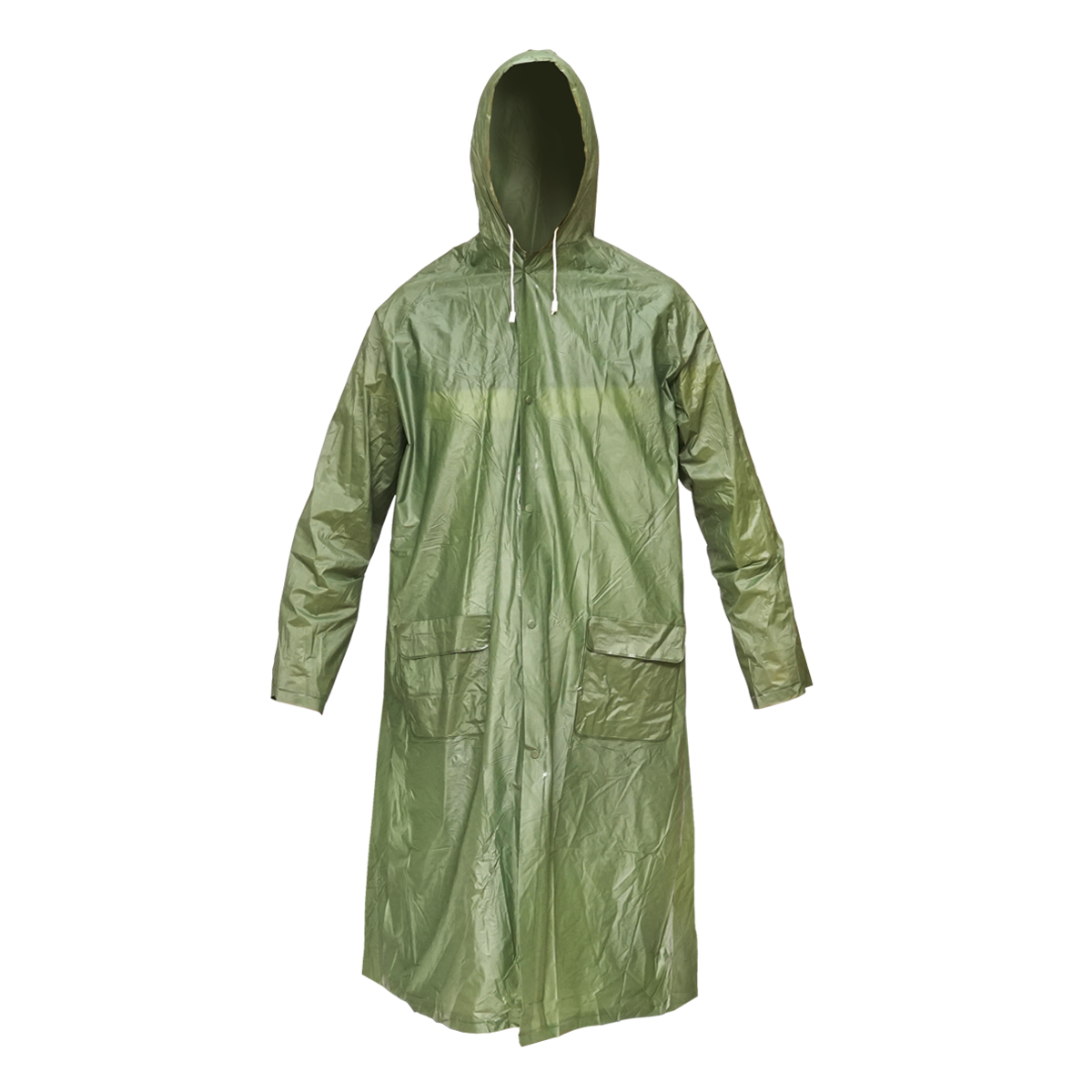 Pelerina cu gluga impermeabila M din PVC, 2 buzunare, inchidere cu capse, verde inchis Breckner Germany