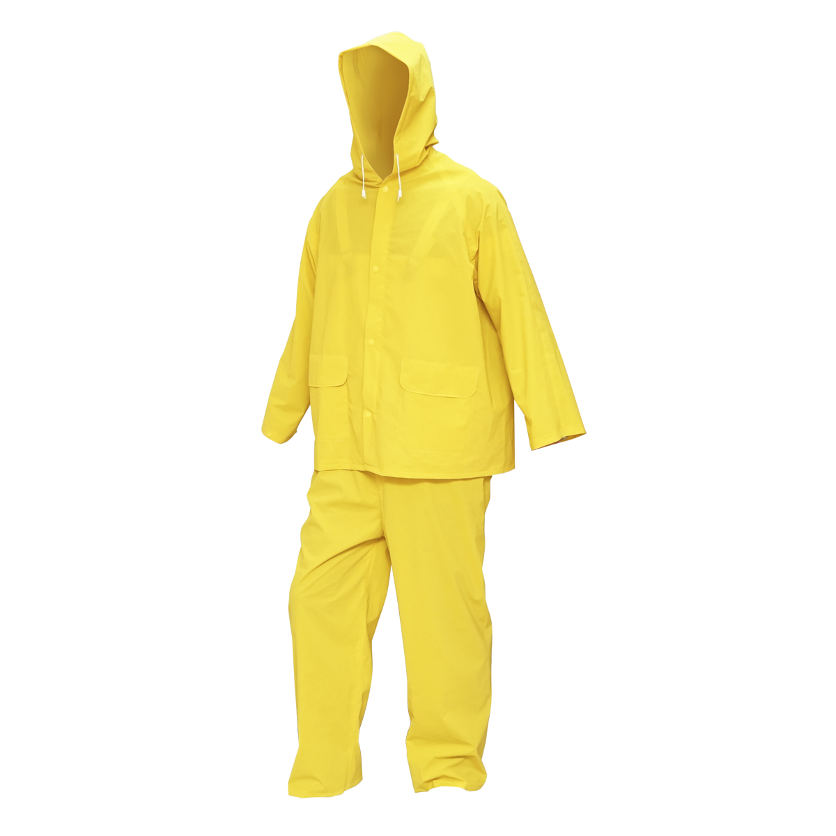 Costum impermeabil XXL cu gluga si salopeta din poliester si PVC, galben Breckner Germany