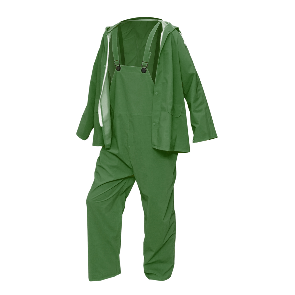 Costum impermeabil M cu gluga si salopeta din poliester si PVC, verde Breckner Germany – imagine 3