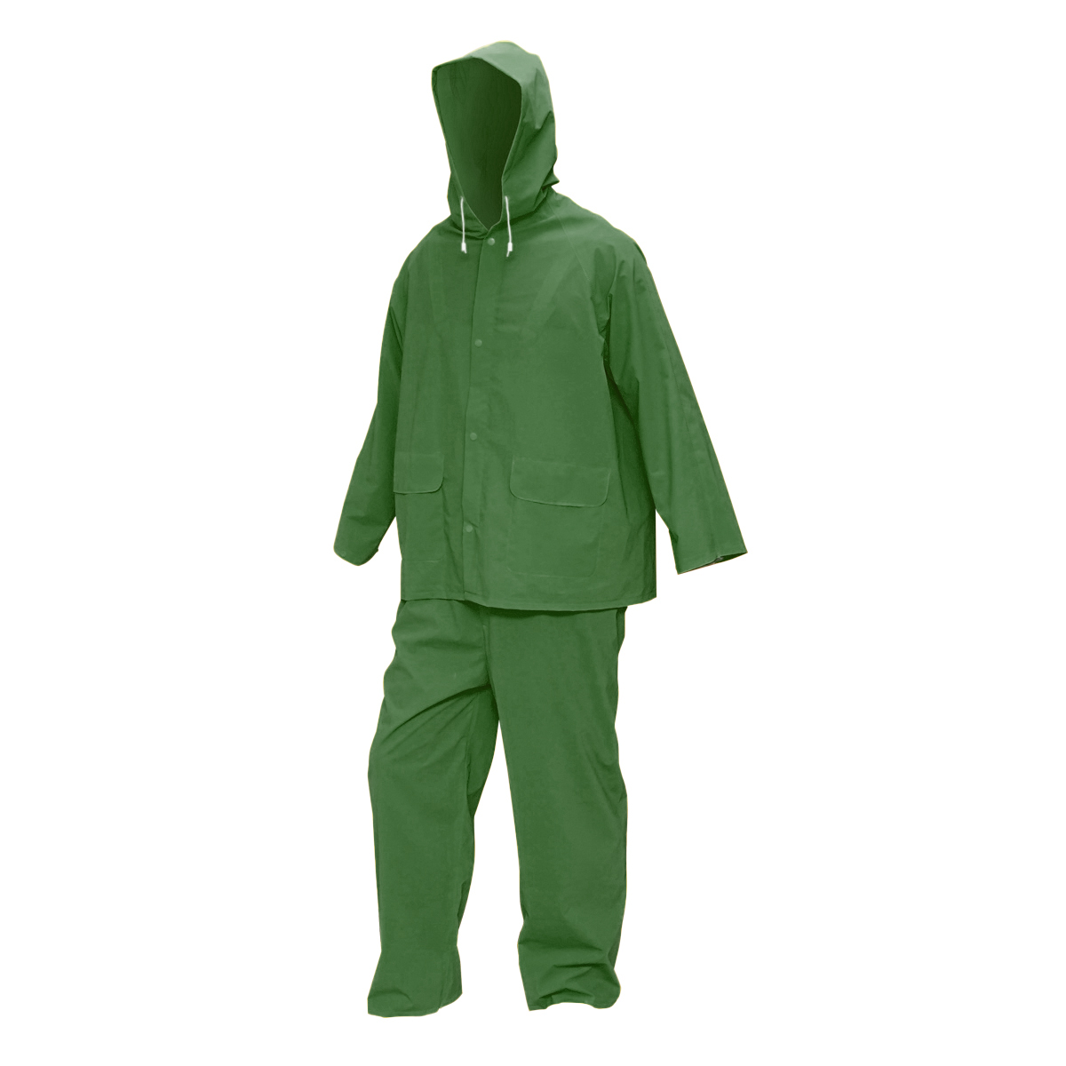 Costum impermeabil XXL cu gluga si salopeta din poliester si PVC, verde Breckner Germany
