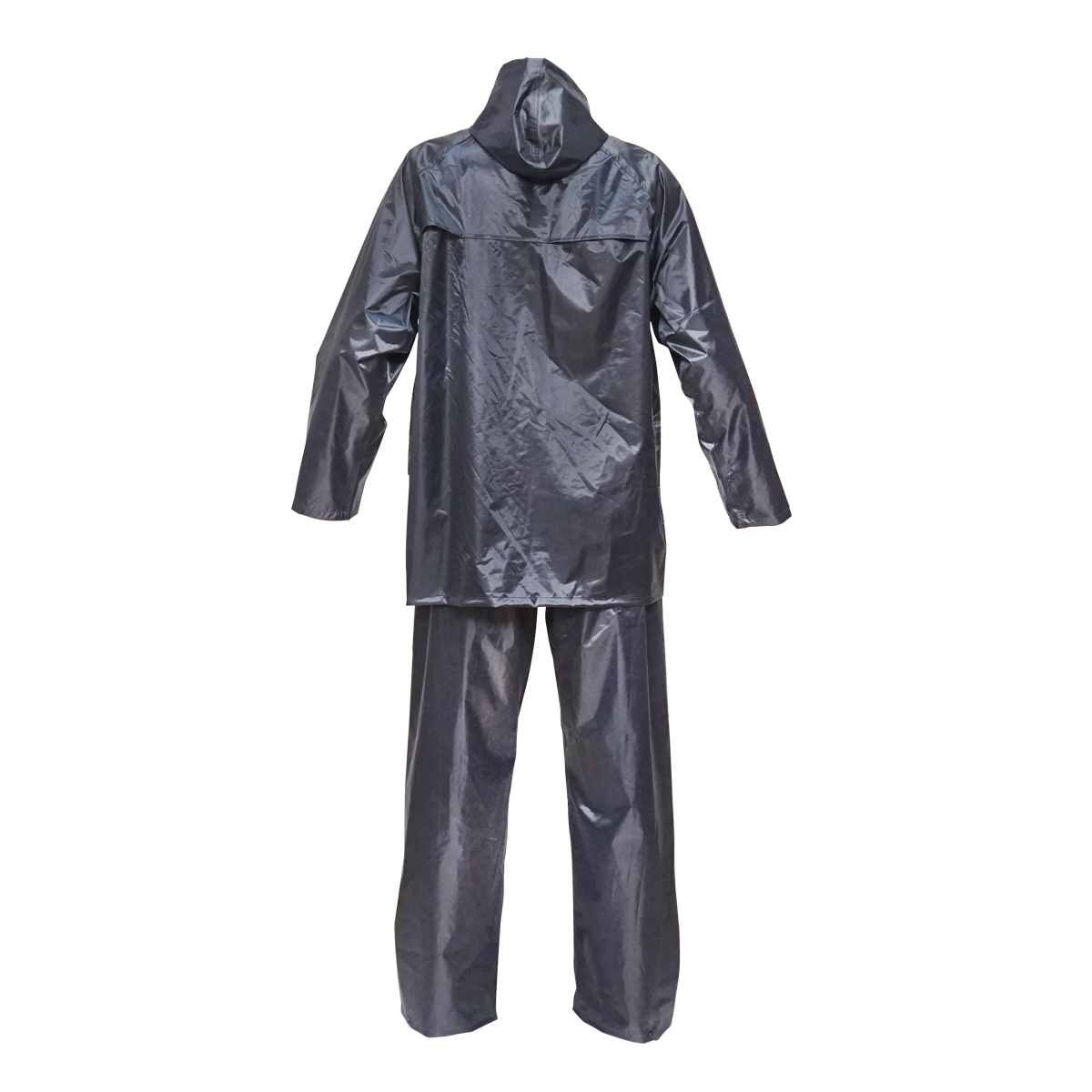 Costum impermeabil L cu gluga si pantaloni din poliester si PVC, navy blue Breckner Germany – imagine 4