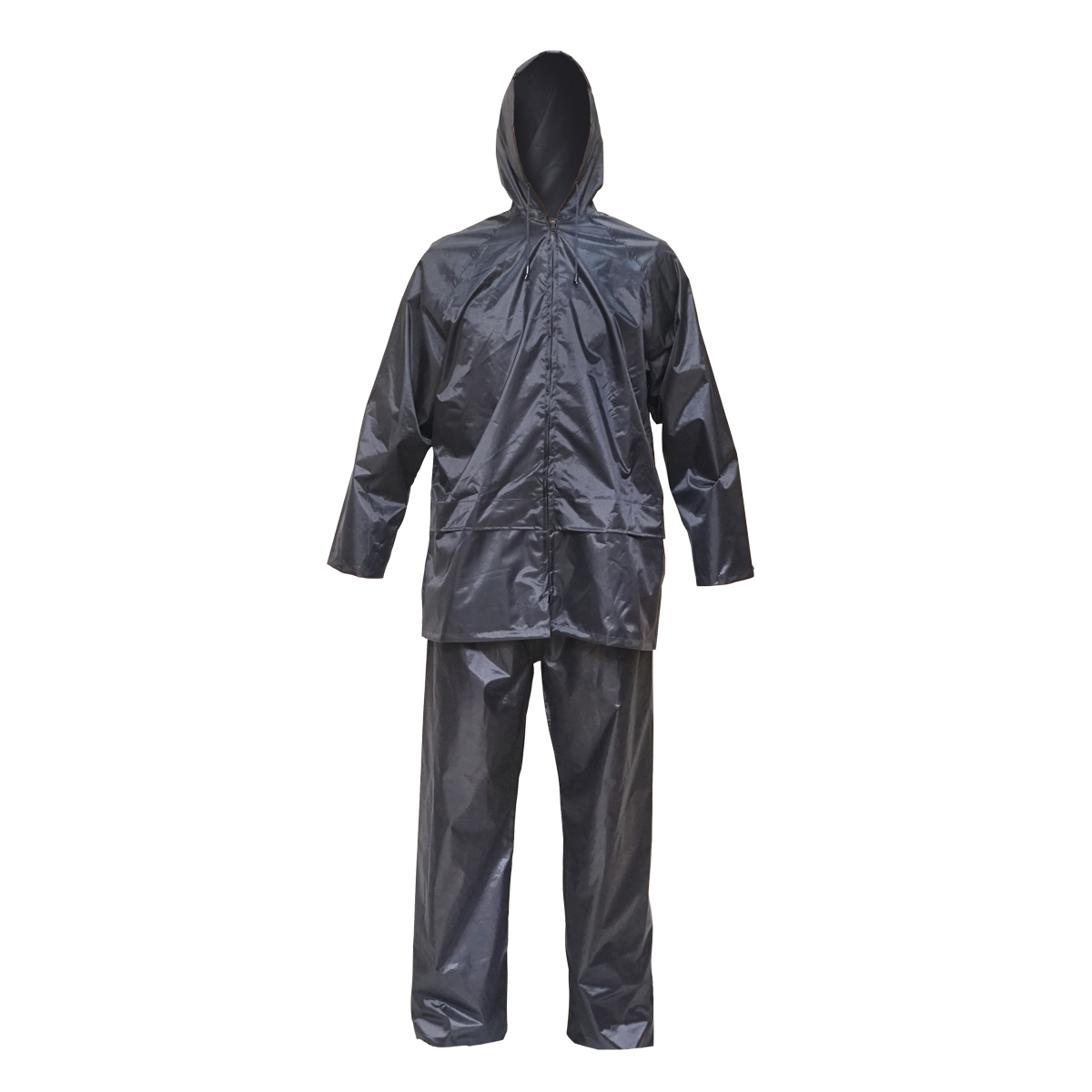 Costum impermeabil M cu gluga si pantaloni din poliester si PVC, navy blue Breckner Germany