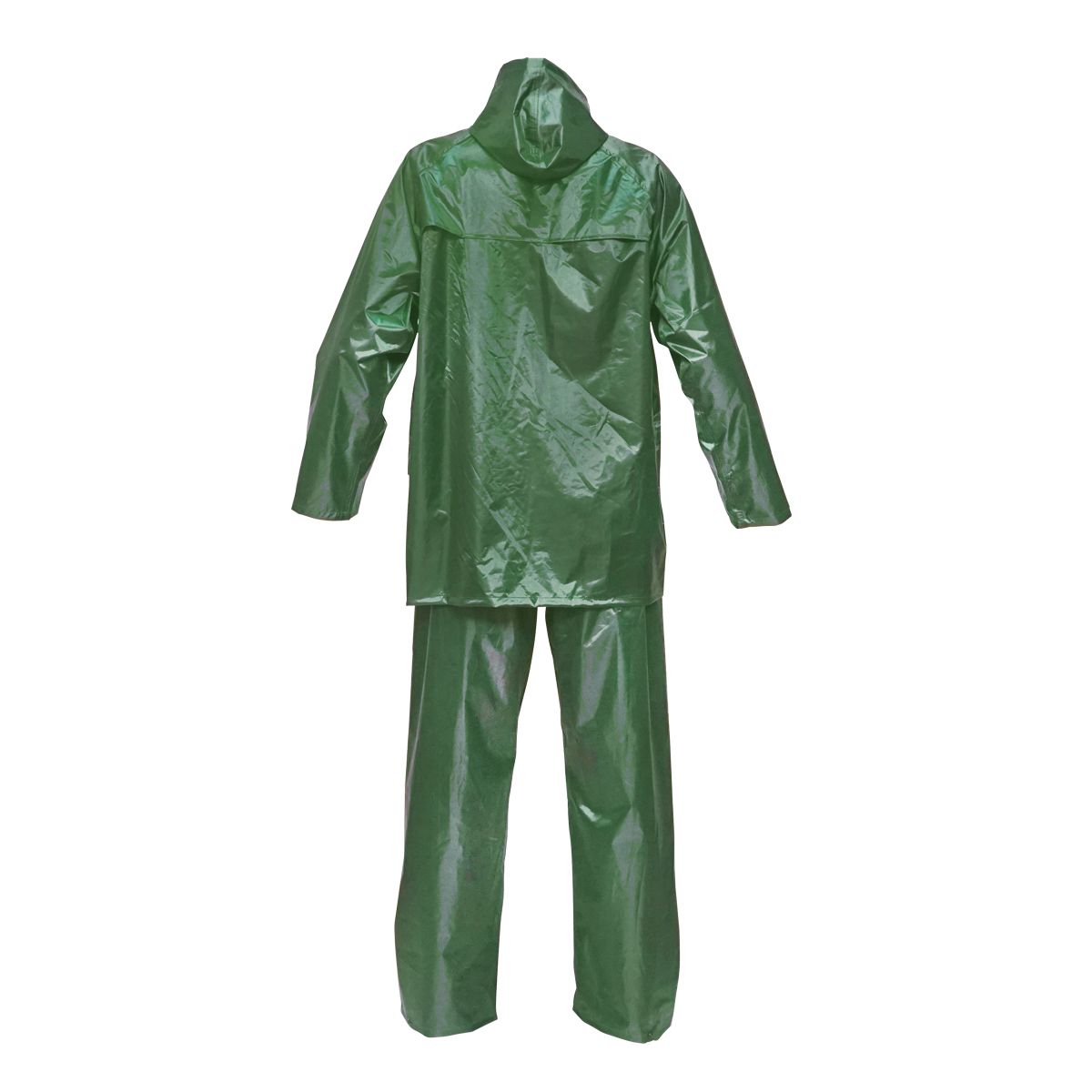 Costum impermeabil L cu gluga si pantaloni din poliester si PVC, verde Breckner Germany – imagine 4