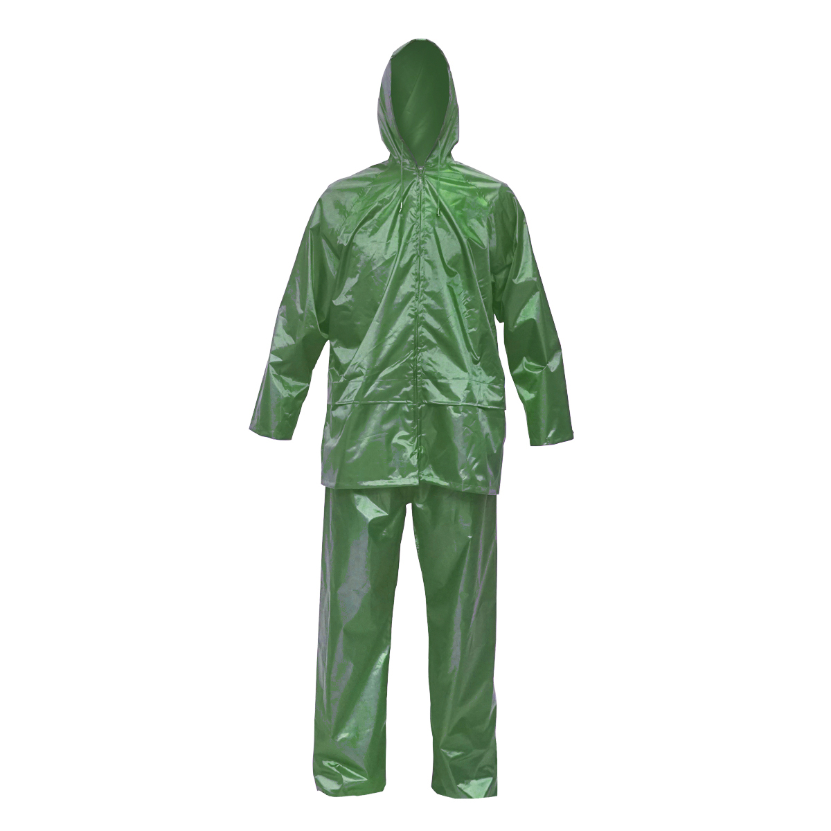 Costum impermeabil M cu gluga si pantaloni din poliester si PVC, verde Breckner Germany