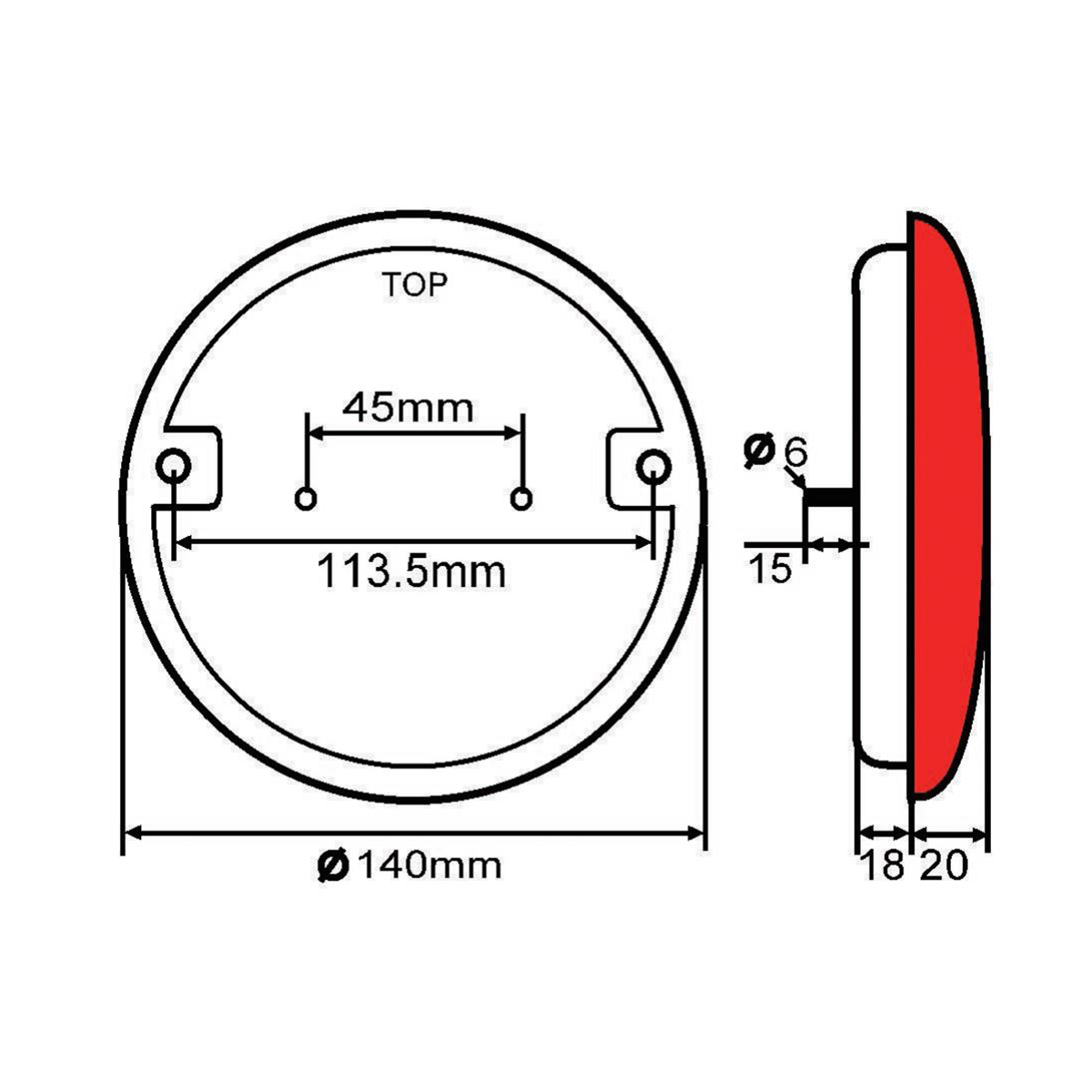 Lampa ceata LED rosie cu semnalizare fi 140mm – imagine 5
