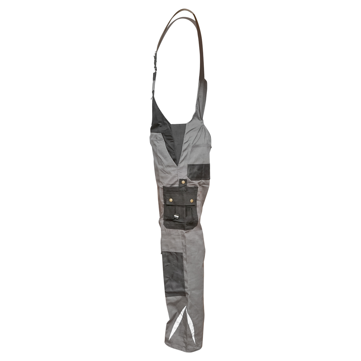 Pantaloni de lucru cu pieptar, salopeta din poliester cu bumbac, gri cu negru, L Breckner Germany – imagine 3
