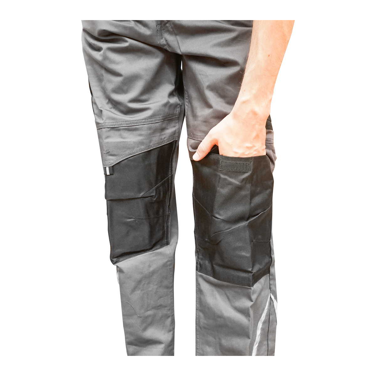Pantaloni de lucru cu pieptar, salopeta din poliester cu bumbac, gri cu negru, L Breckner Germany – imagine 6