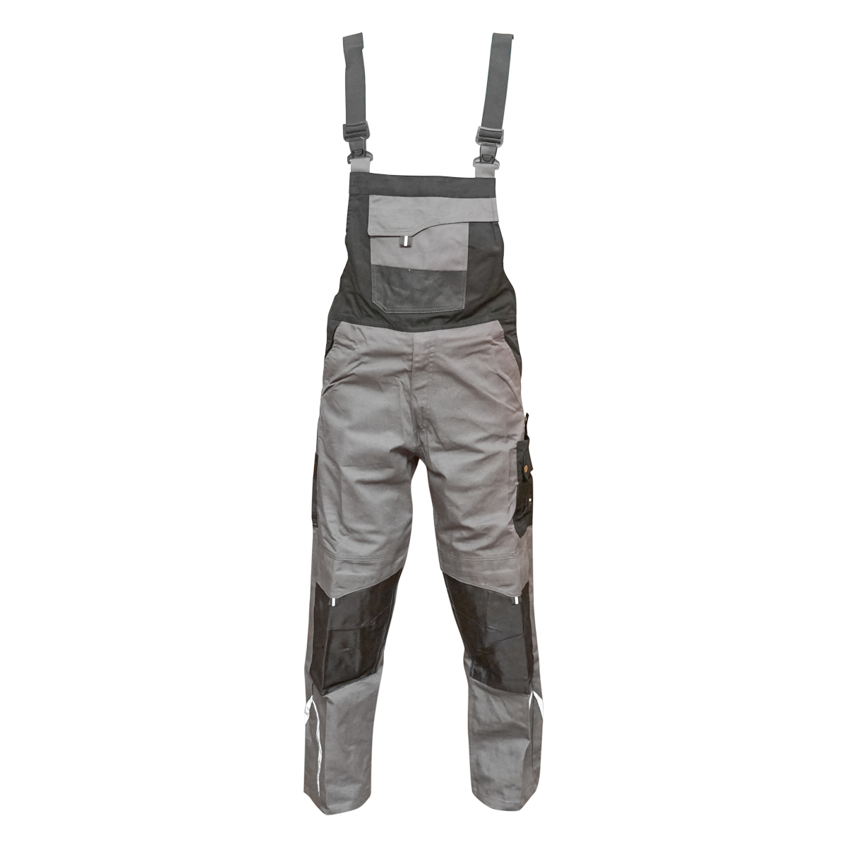 Pantaloni de lucru cu pieptar, salopeta din poliester cu bumbac, gri cu negru, M Breckner Germany