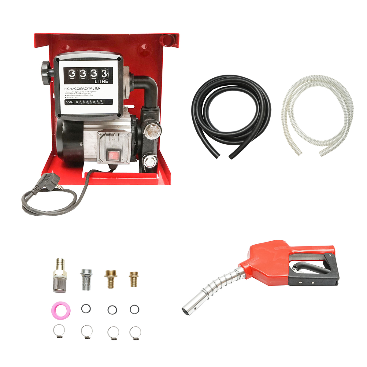 Pompa transfer motorina 220V 550W Breckner Debit 60L/min. (Kit cu contor, furtun aspiratie 1,5M, furtun transfer 4M, Pistol)