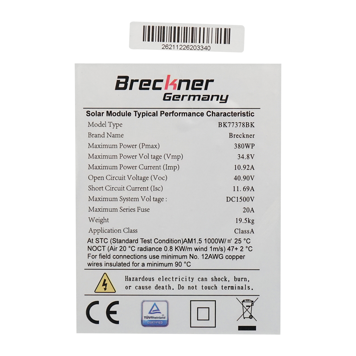 Panou solar XL Breckner Germany 380W fotovoltaic, monocristalin, cadru negru 1755x1040x35mm – imagine 4